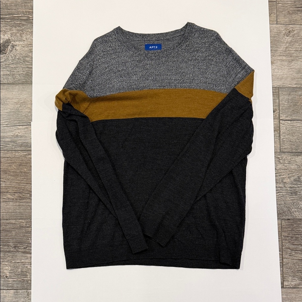 Apt. 9 Men's Crewneck Sweater - Gray, Gold, and Black